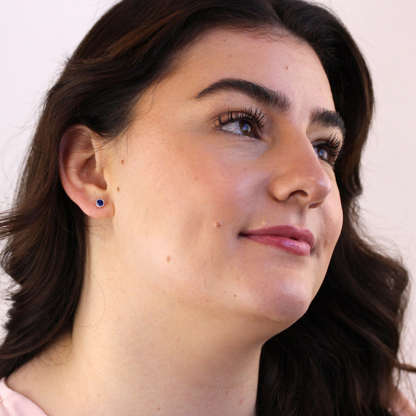 Sterlingsilber Saphir CZ Überschliff 4mm Ohrstecker