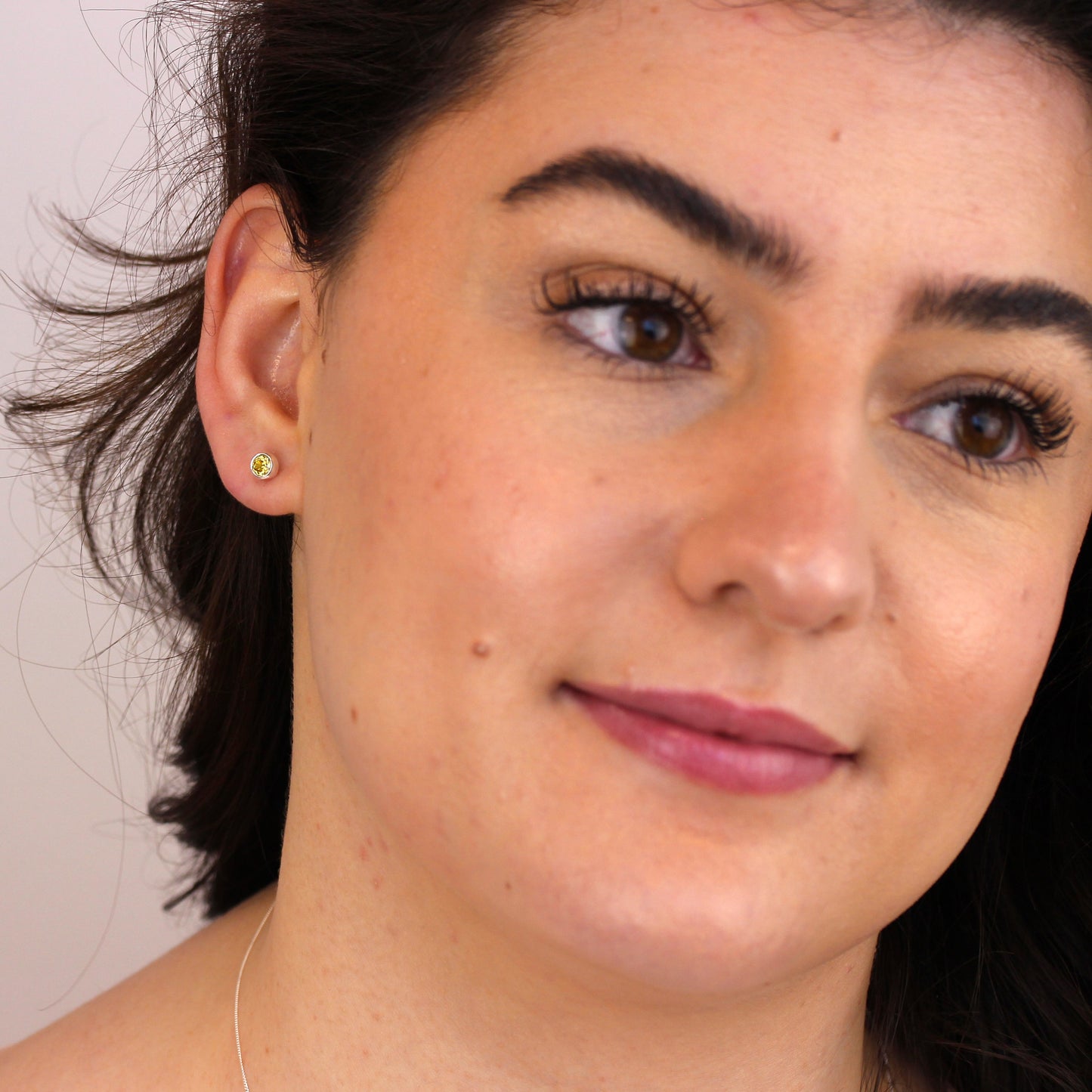 Sterlingsilber Zitrin CZ Überschliff 4mm Ohrstecker