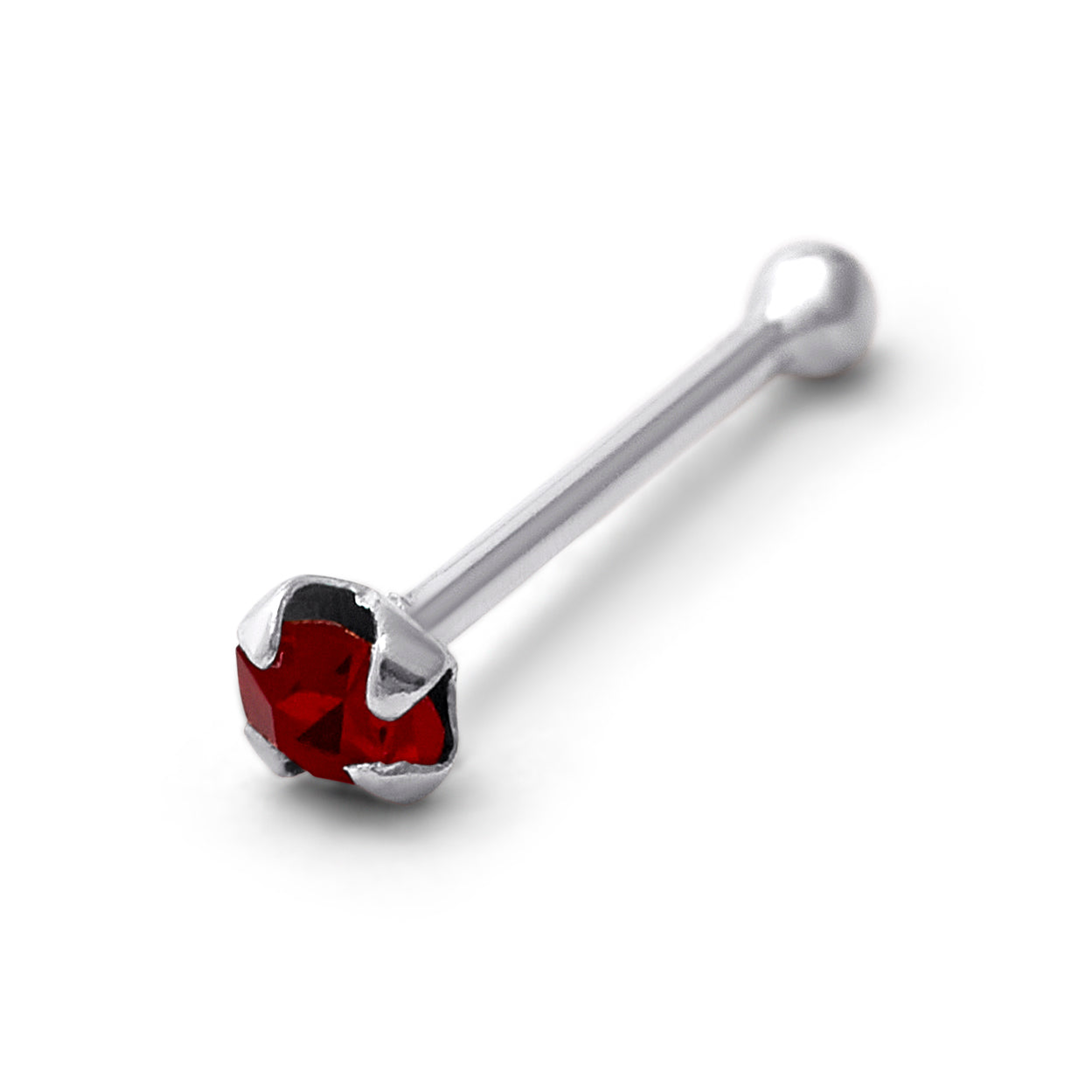 Sterlingsilber 1,5mm CZ Granat 24Ga Nasenstecker Kugelende