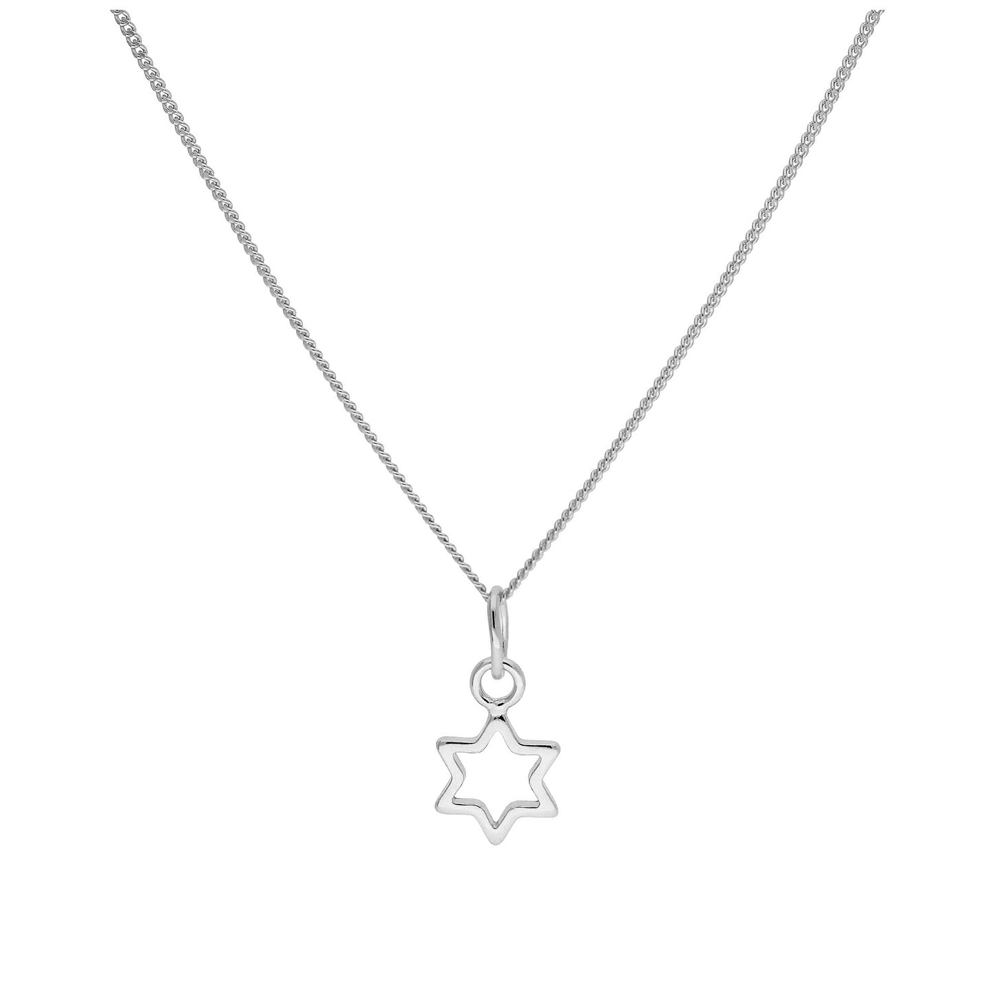 Winzige Halskette aus Sterlingsilber mit Sternkontur, 14–32 Zoll