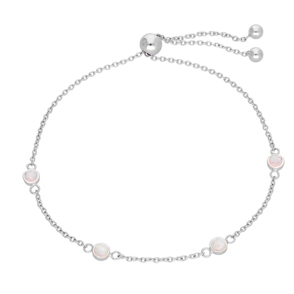 Verstellbares Geburtsstein-Armband aus Sterlingsilber mit mehreren Opal-Zirkonia