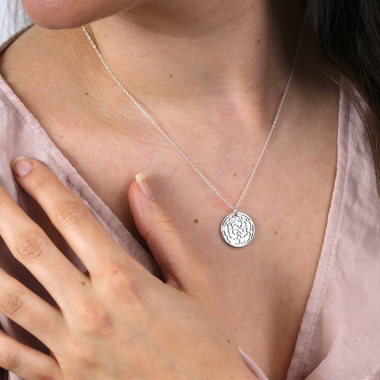 Sterlingsilber Januar Nelke Geburtsblume & 18mm Gravierbar Namensschild Halskette 14 - 56cm