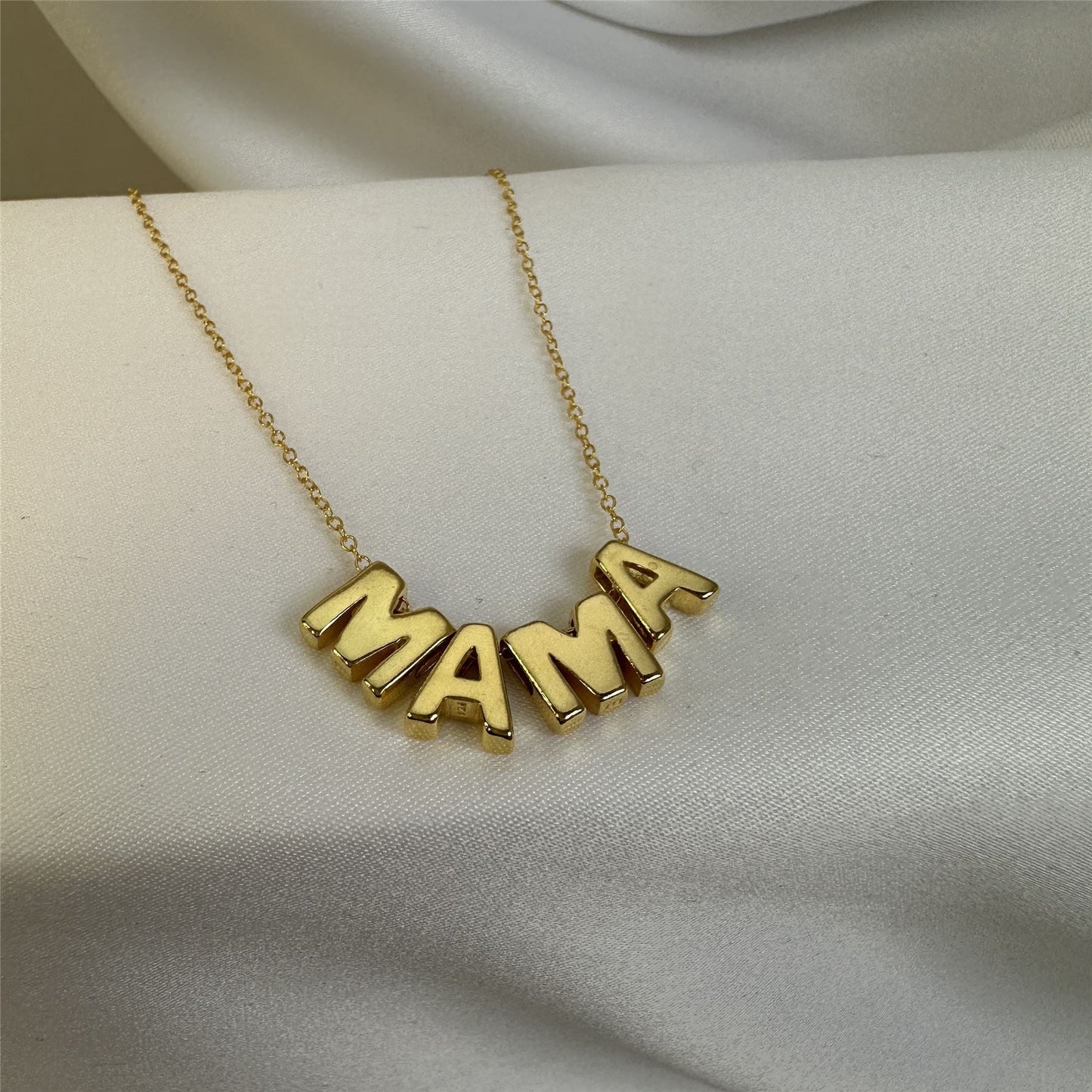 Vergoldete Sterling Silber Mama-Fädelkette 18 Zoll