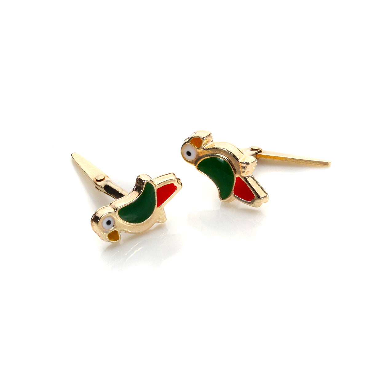 Andralok 9 Karat Gold Emaille Papagei Ohrstecker