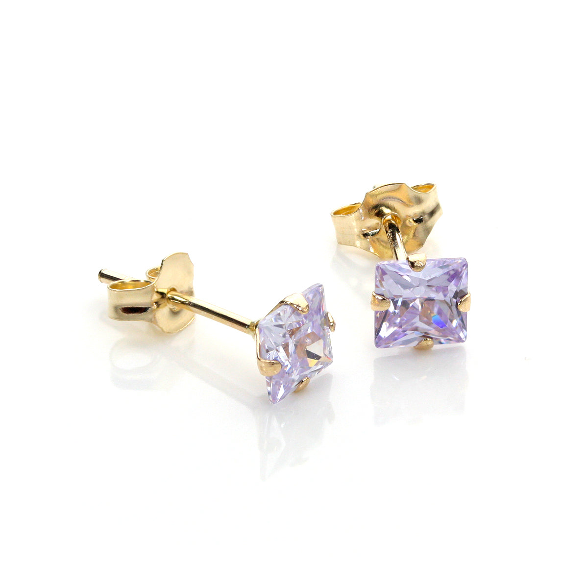 9ct Gelbgold Weiß CZ Martini Ohrstecker mit Klauenpassung