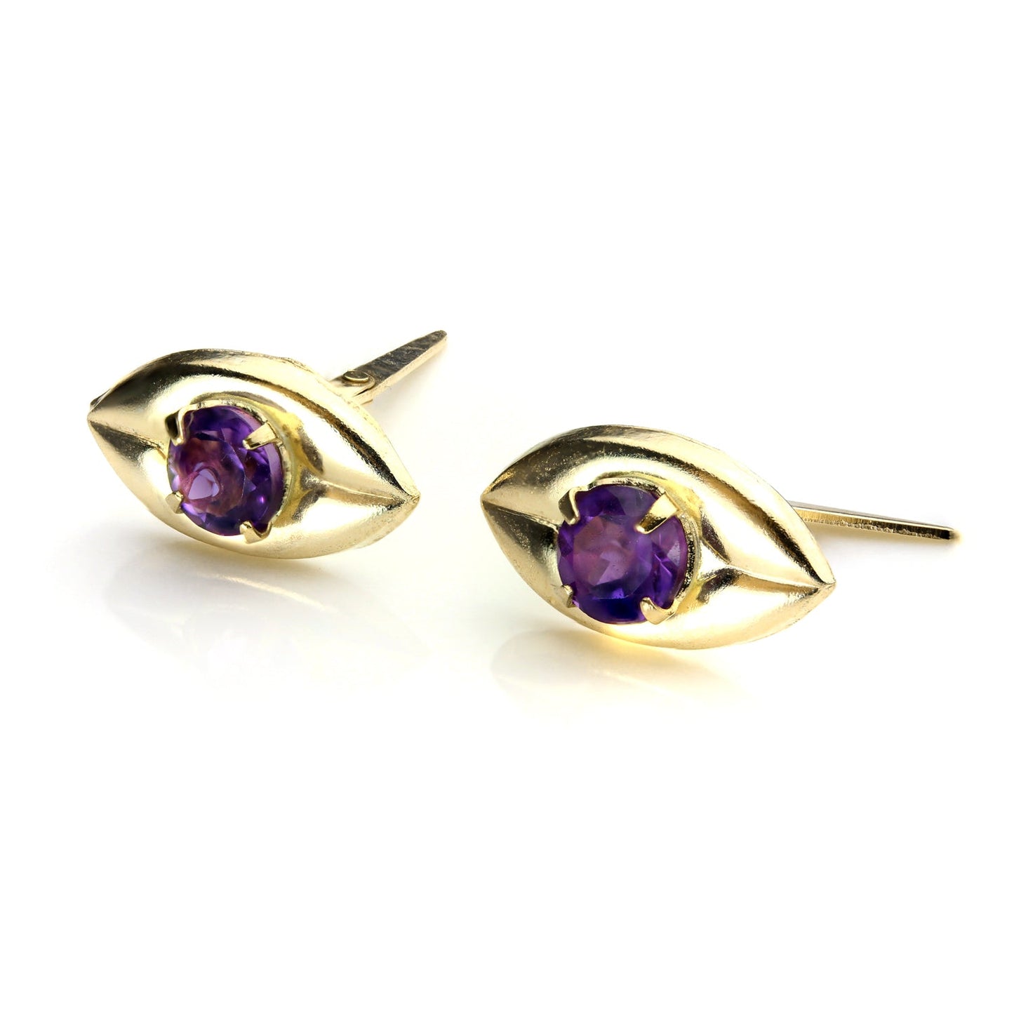 9 Karat Gold Amethyst Kaffeebohne Oval Andralok Ohrstecker