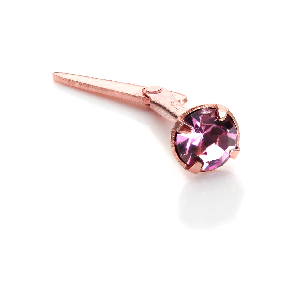 9ct Rose Gold Andralok 18Ga Nasenstecker mit 3mm CZ Kristall - 5 Farben