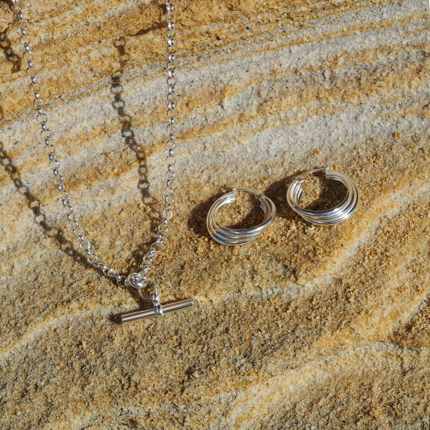 Sterling Silber Creolen mit dreifach verdrehtem Seil