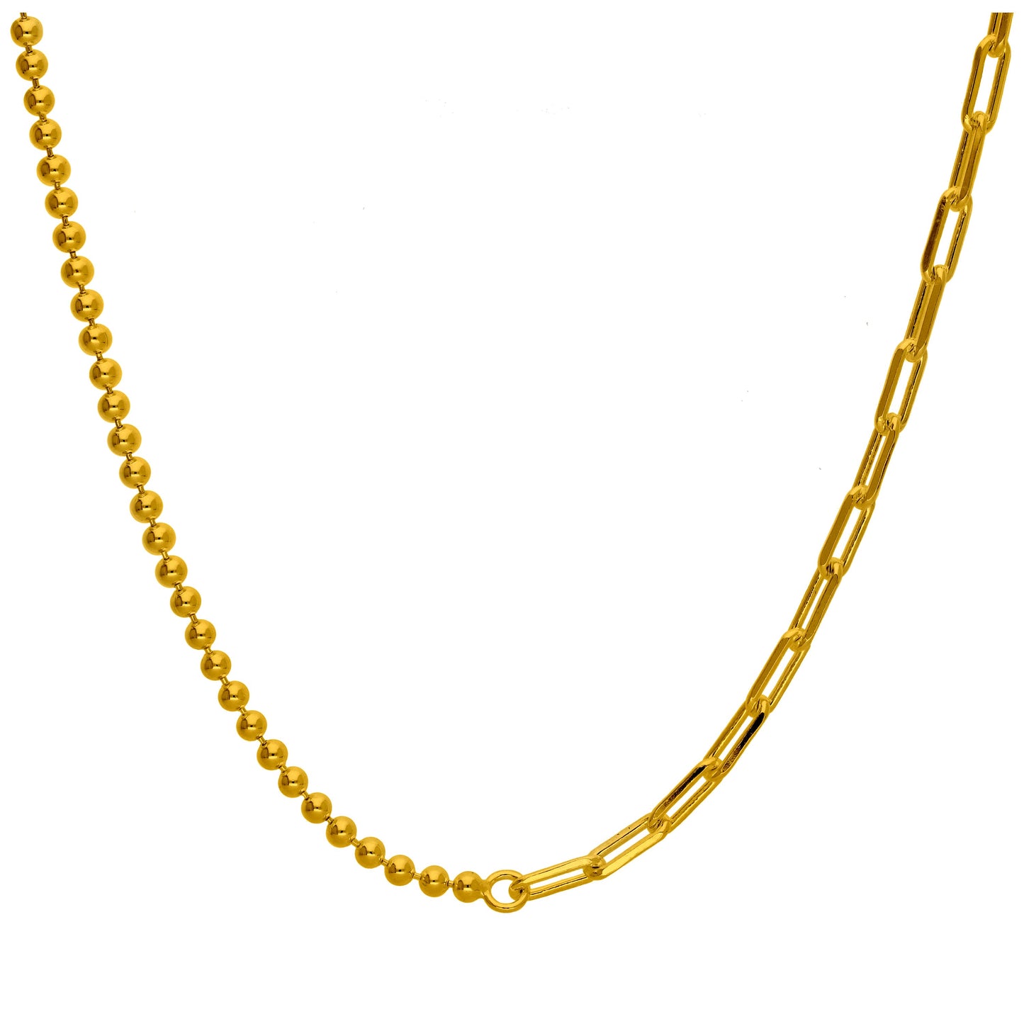 Vergoldetes Sterling Silber T-Bar Paperclip Kugelkette Halskette