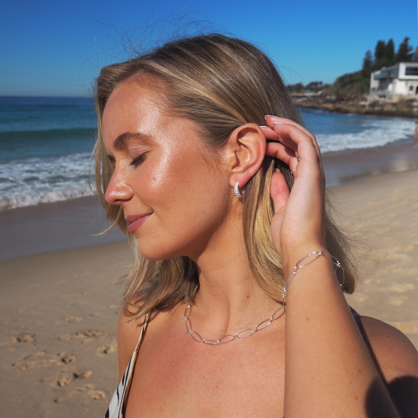 Ovale Figaro-Halskette aus Sterlingsilber – 18 Zoll