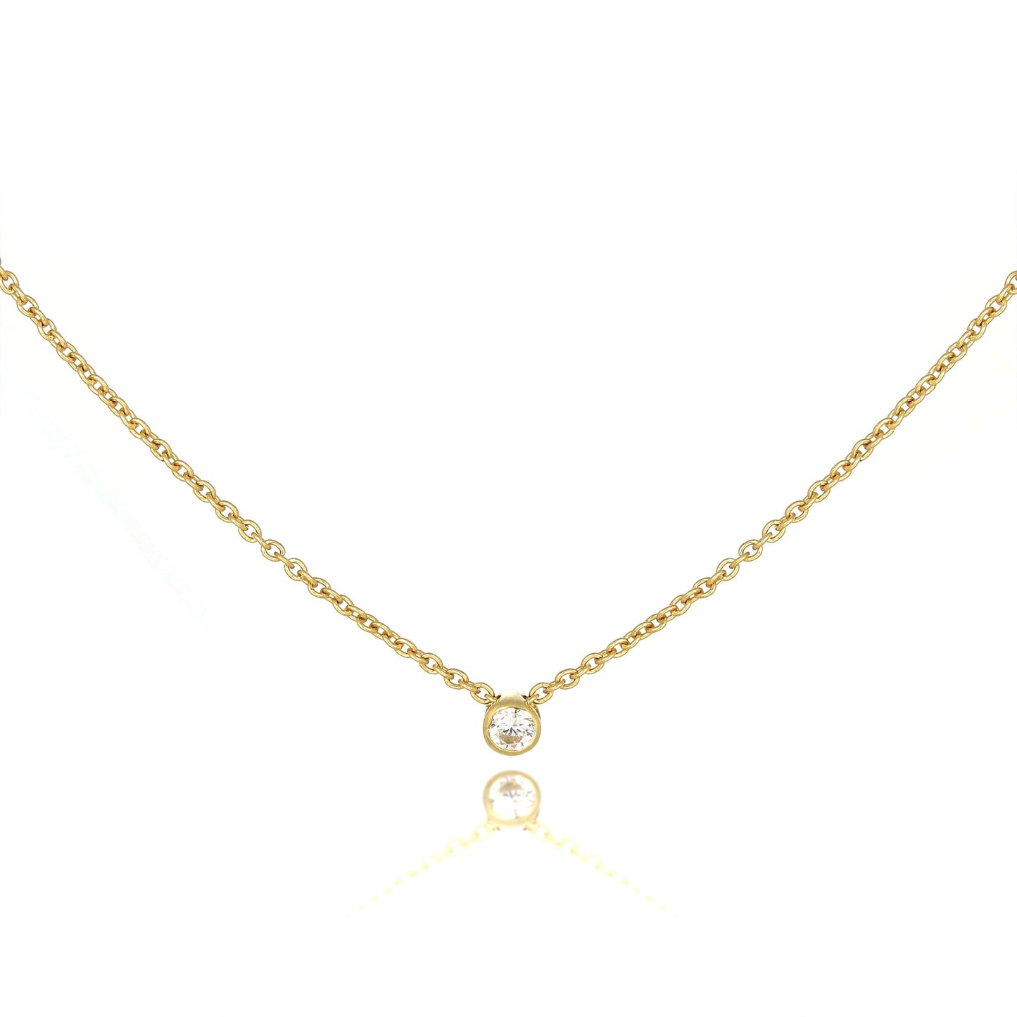 9 Karat Gold Fein Belcher Kette 120,5cm Halskette mit 2mm mit Klar CZ Kristall