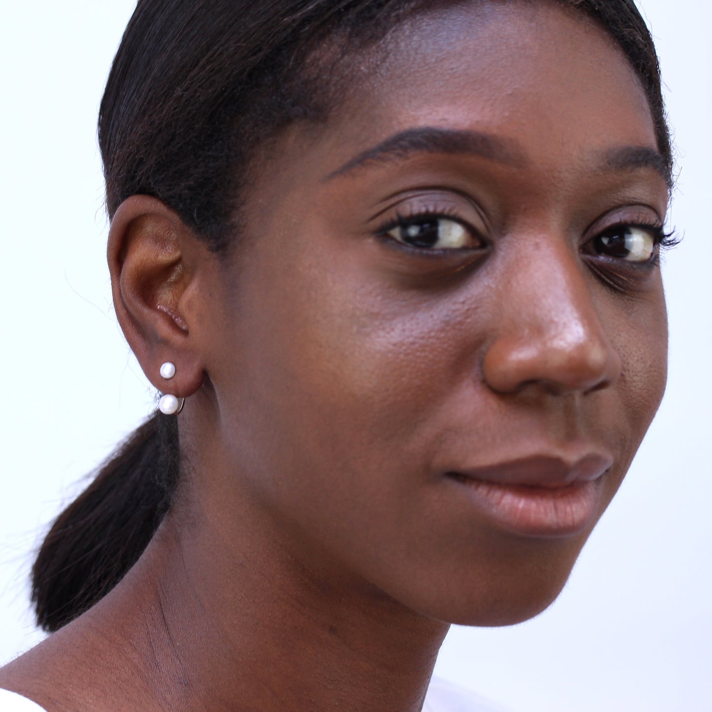 9 Karat Gold Doppel Süßwasserperle Halb Creólen Ohrstecker