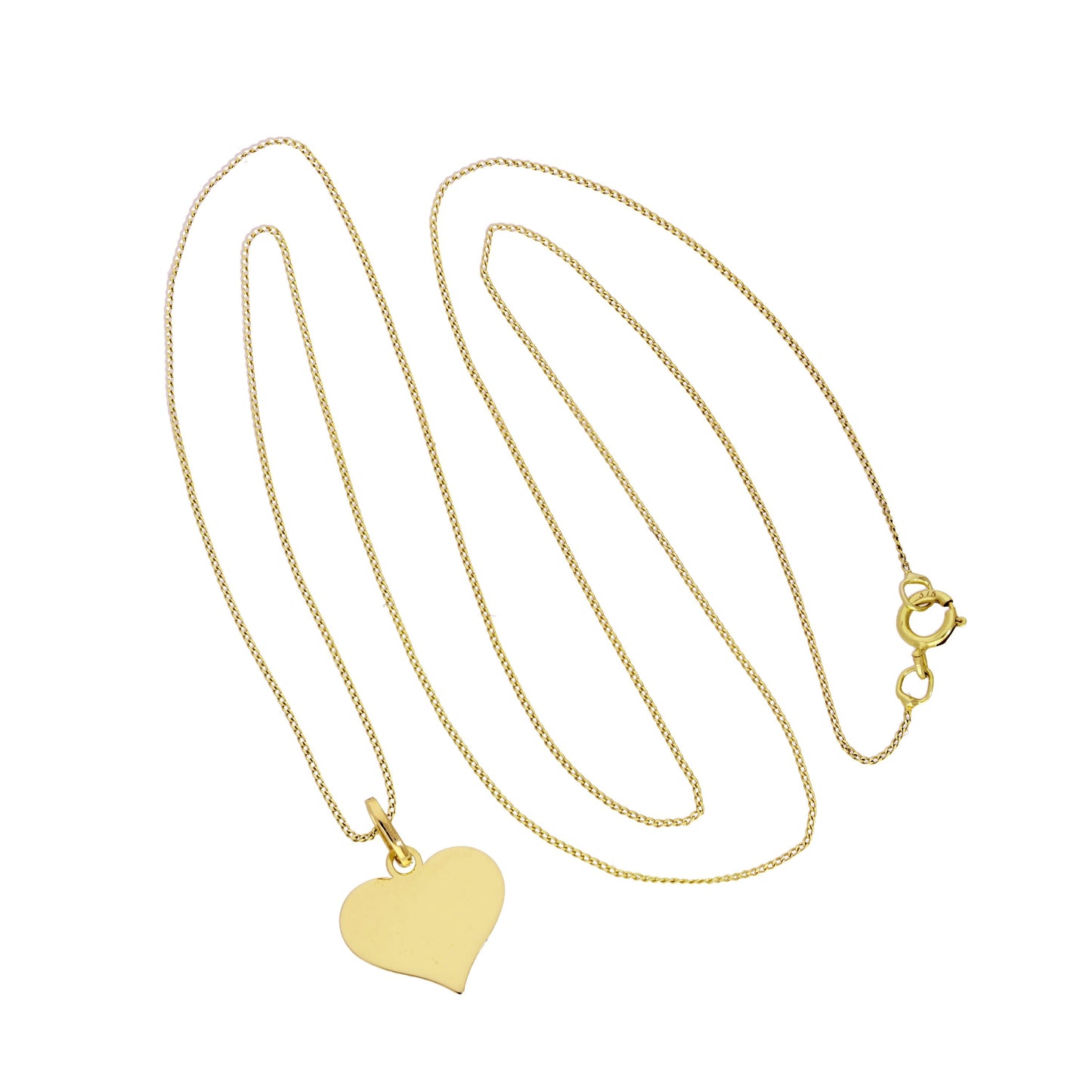 Halskette mit gravierbarem Herzanhänger aus 9 Karat Gold, 16–20 Zoll