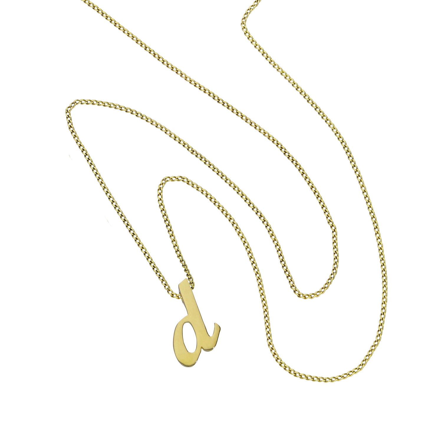 Kleine Halskette mit Anhänger aus 9 Karat Gold in Form des Buchstabens D, 16–20 Zoll