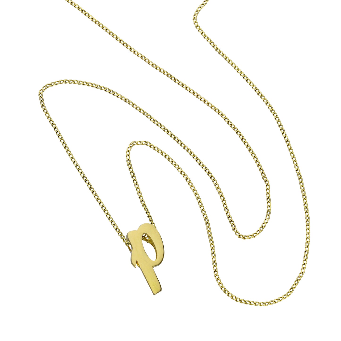 Kleine 9 Karat Gold-Anhänger mit Buchstabe P, 16–20 Zoll
