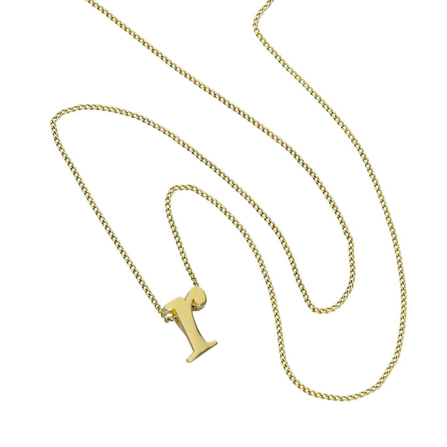 Kleine Halskette mit Anhänger aus 9 Karat Gold in Form des Buchstabens R, 16–20 Zoll