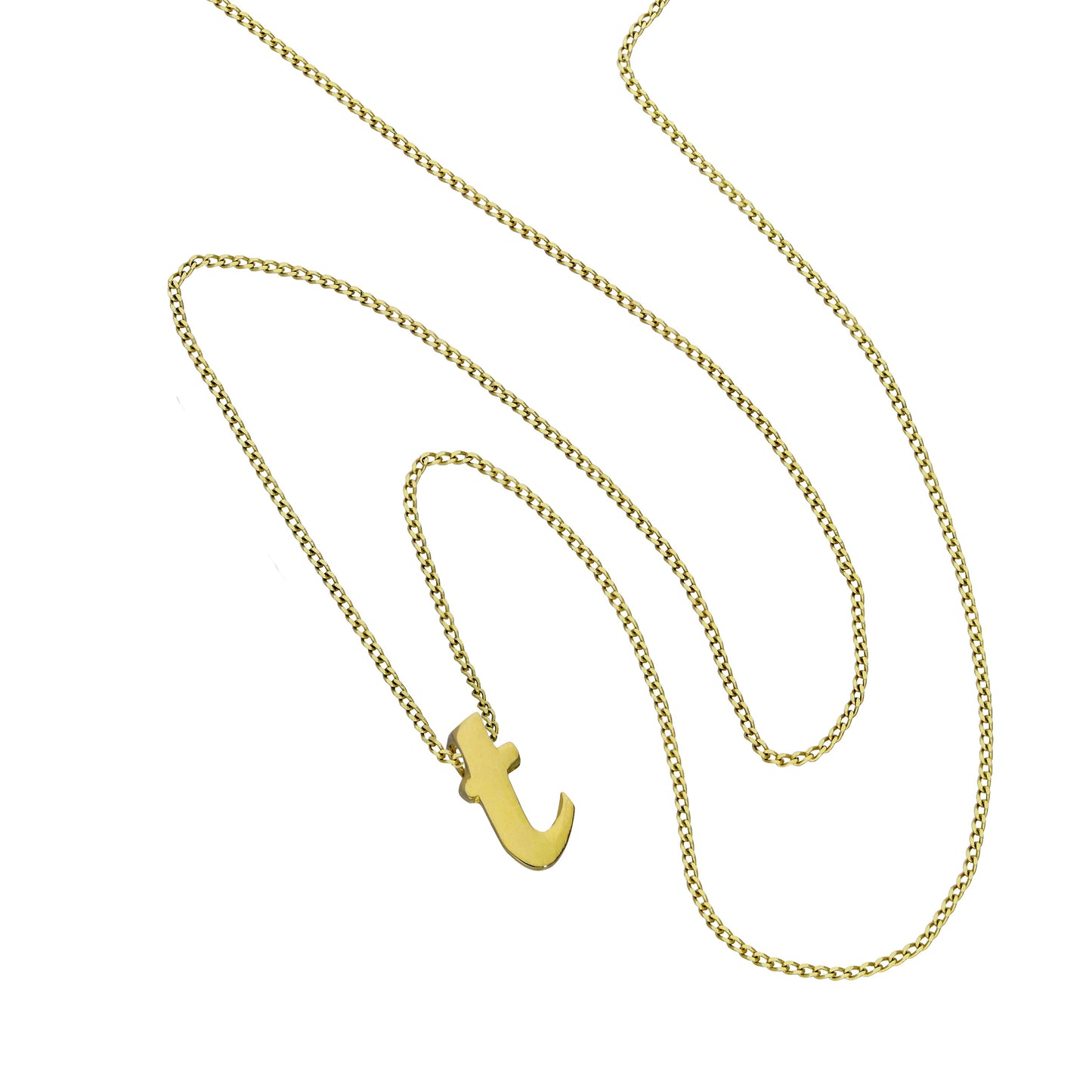 Kleine Halskette mit Anhänger aus 9 Karat Gold in Form des Buchstabens T, 16–20 Zoll