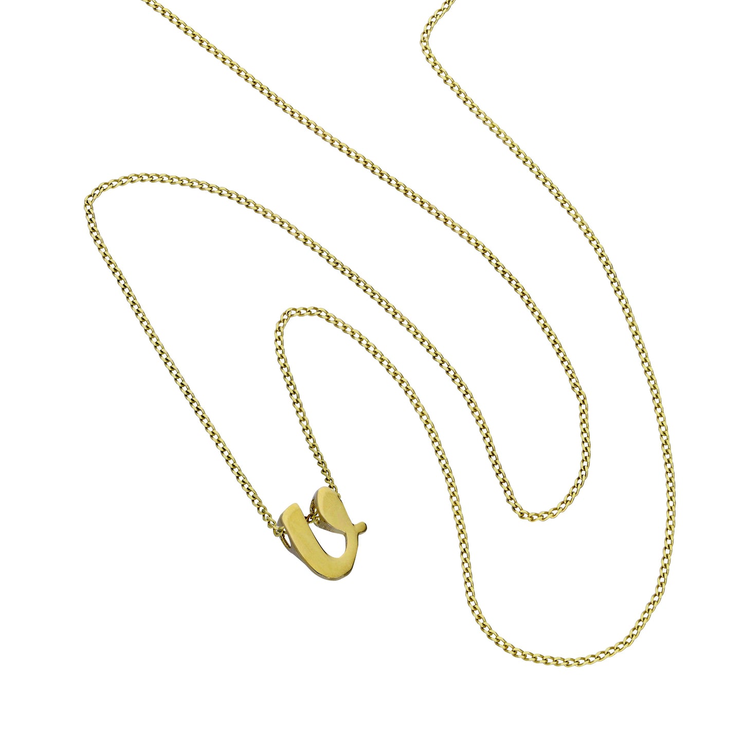 Kleine Halskette mit Anhänger aus 9 Karat Gold in Form des Buchstabens U, 16–20 Zoll