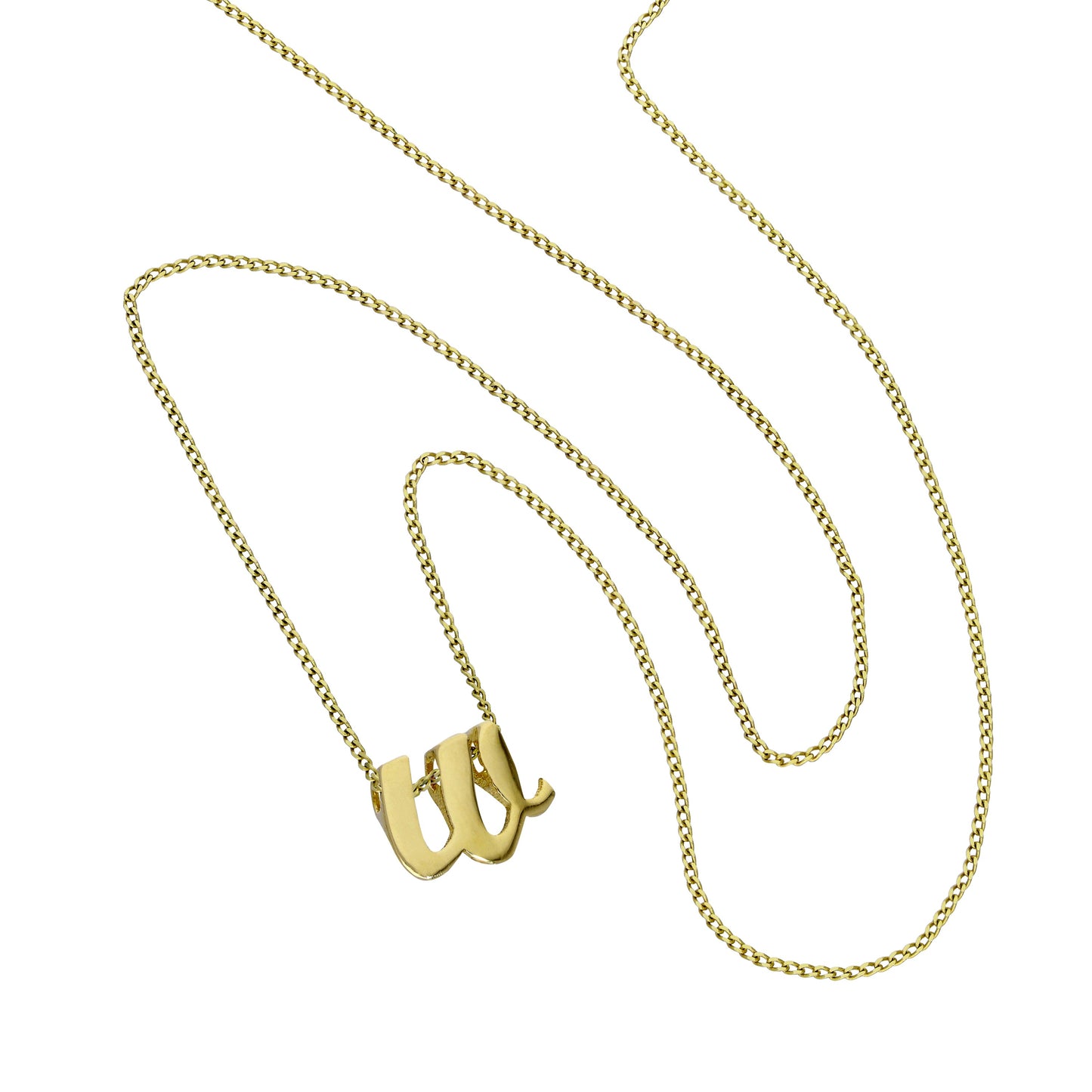 Kleine Halskette mit Anhänger aus 9 Karat Gold in Form des Buchstabens W, 40–50 cm