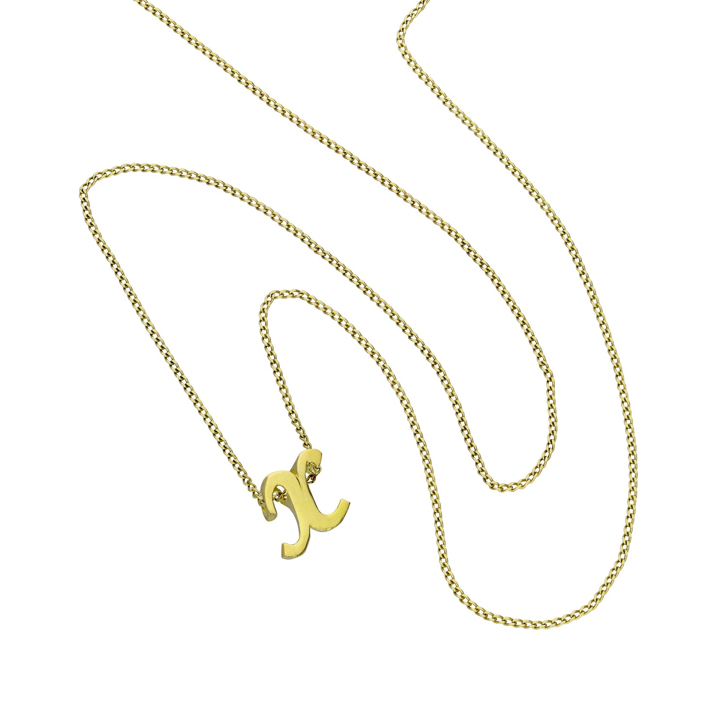 Kleine Halskette mit Anhänger aus 9 Karat Gold in Form des Buchstabens X, 40–50 cm