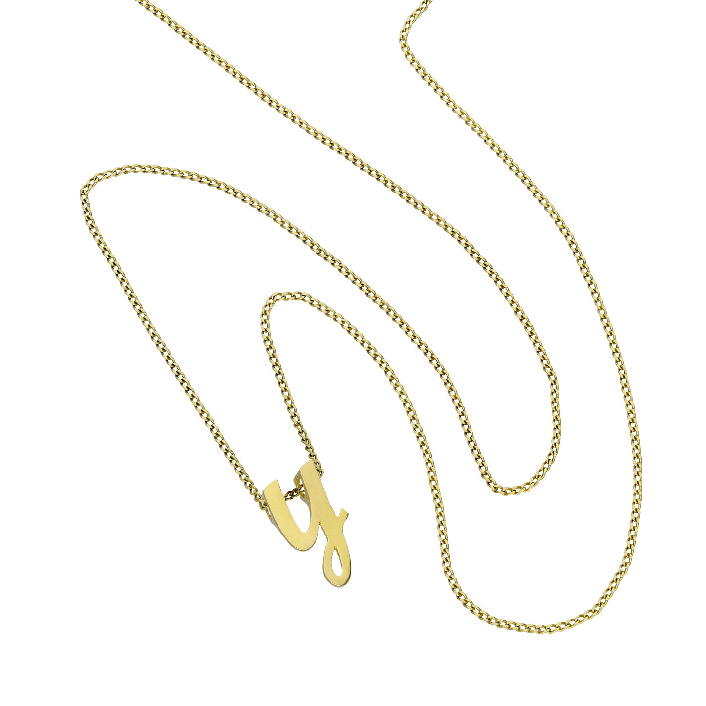 Kleine Halskette mit Anhänger aus 9 Karat Gold in Form des Buchstabens Y, 40–50 cm