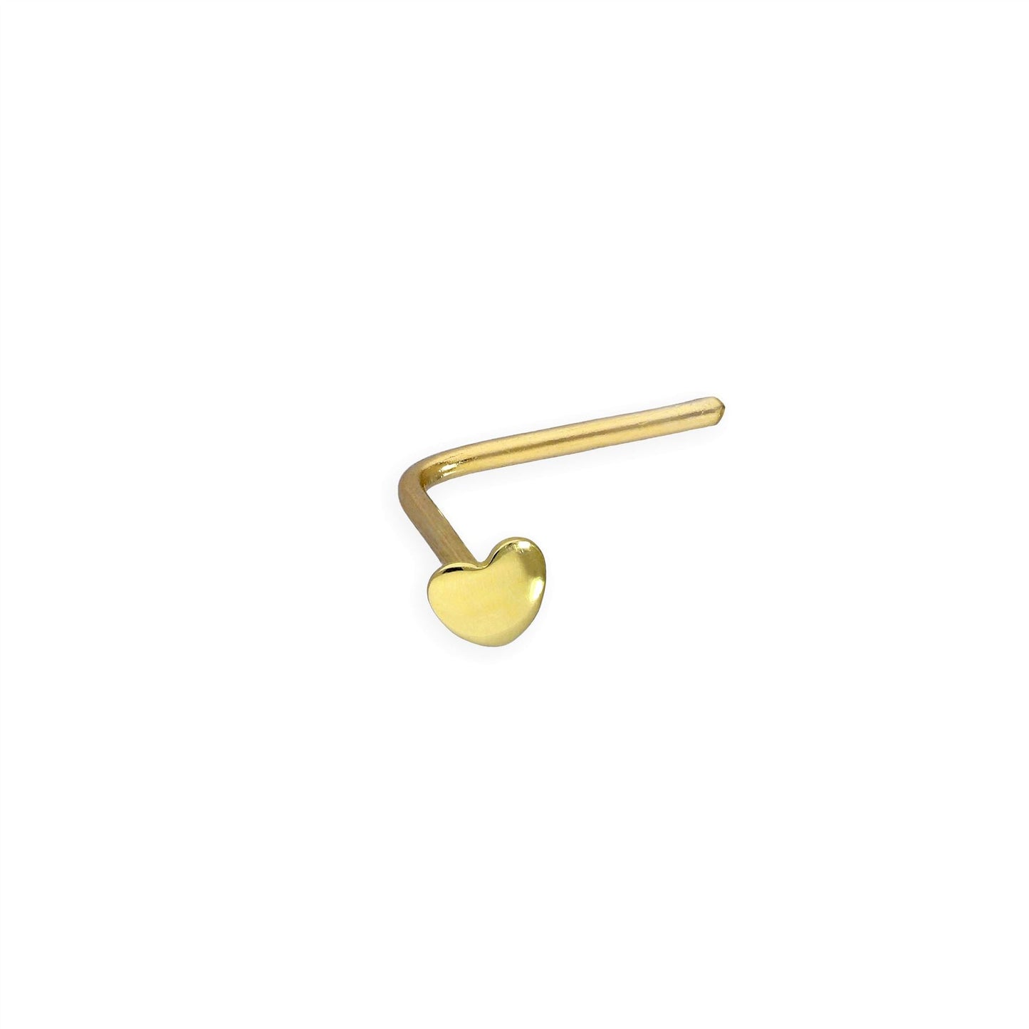 9 Karat Gold 22 Ga L-förmiger Nasenstecker mit Herz
