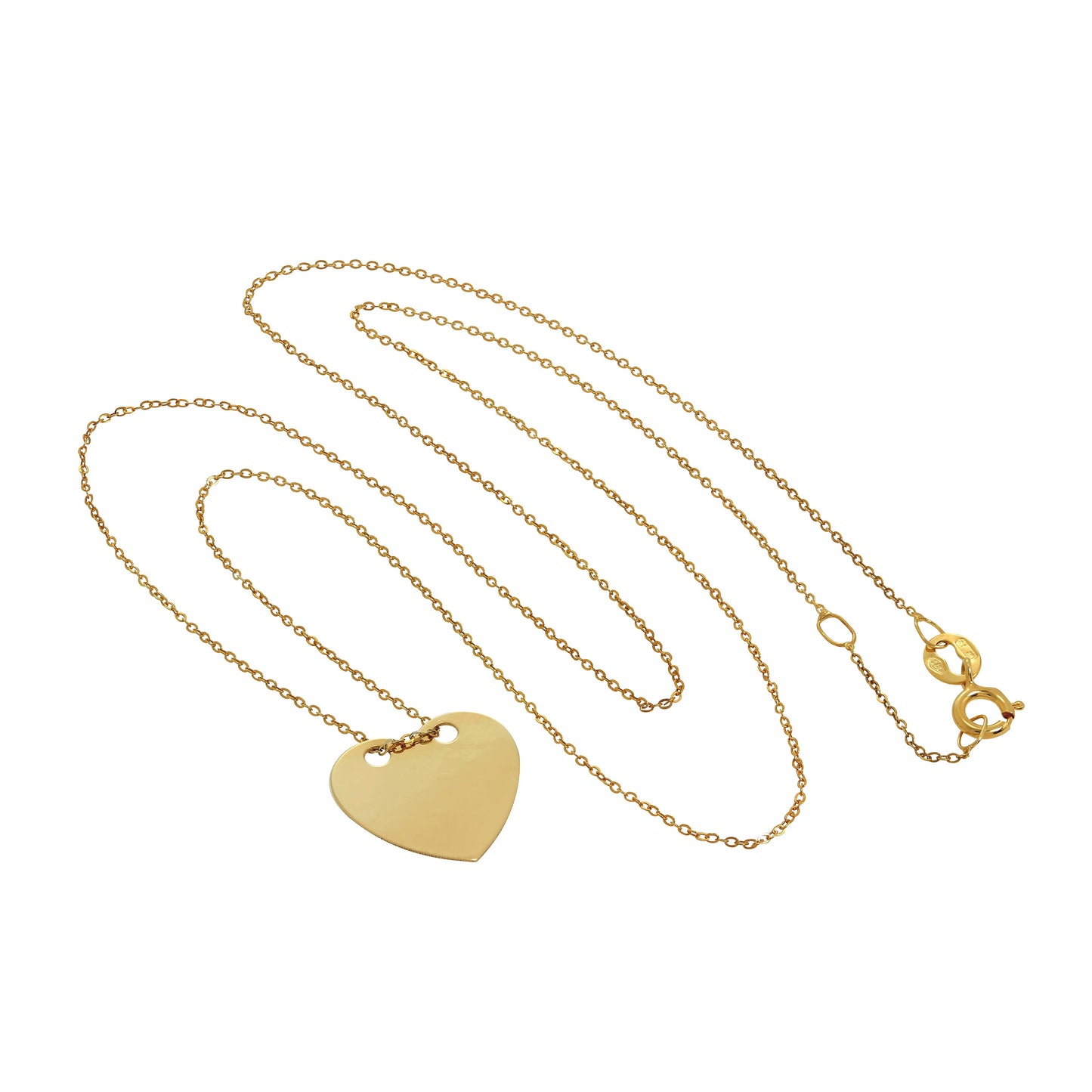 9 Karat Gold Gravierbar Herz Halskette 40,5cm