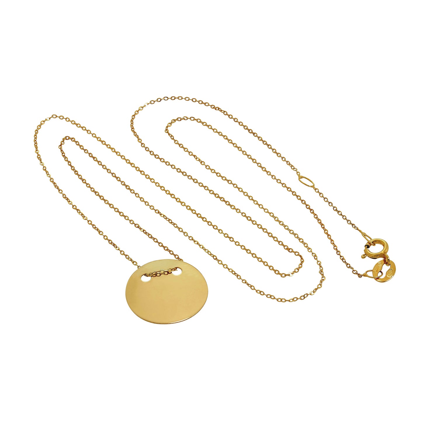 9 Karat Gold Gravierbar Kreis Halskette 40,5cm