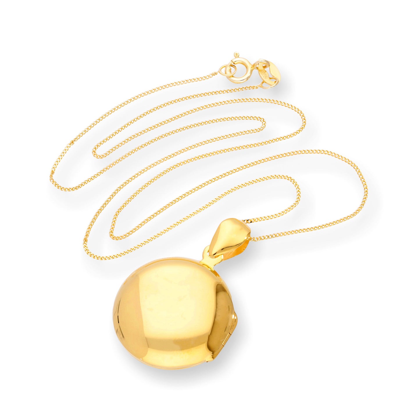 Vergoldetes, gravierbares rundes Medaillon aus Sterlingsilber mit Kette, 16–22 Zoll