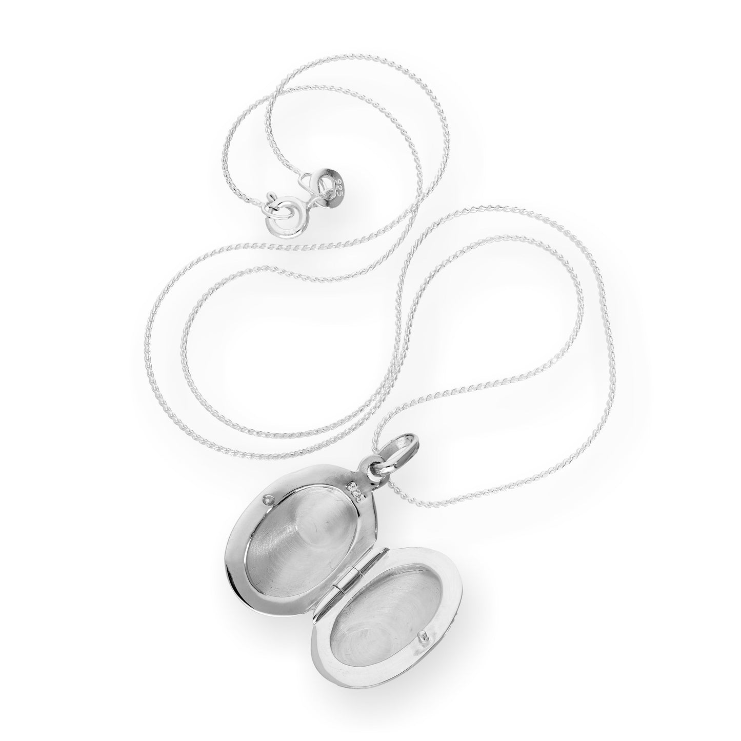 Ovales Medaillon aus Sterlingsilber mit Gravur an einer Kette, 16–22 Zoll