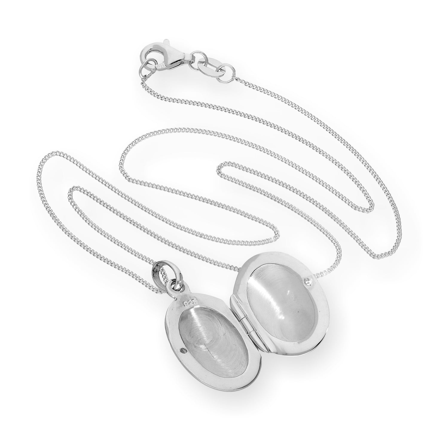 Sterling Silber graviertes ovales Medaillon 16 - 22 Zoll