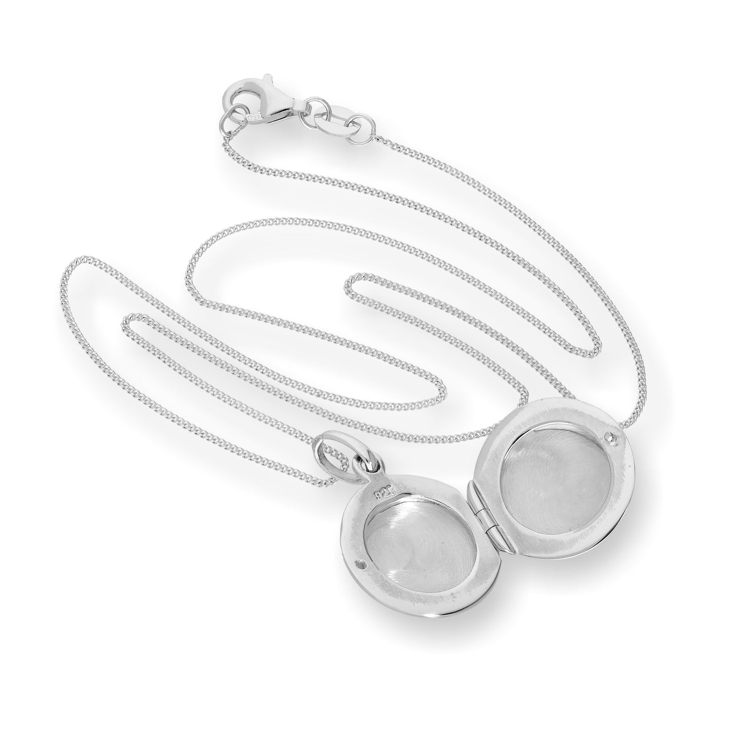 Sterling Silber Rundes Graviertes Medaillon an einer Kette 16 - 22 Zoll