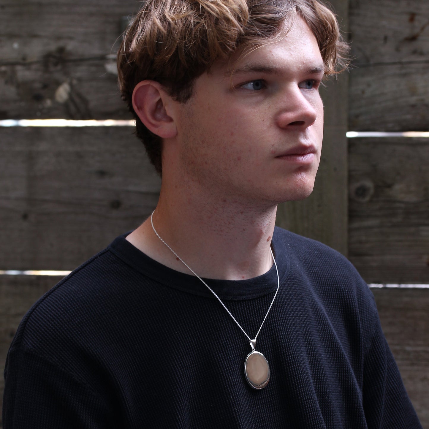 Großes Sterling Silber Ovales Gravierbares Medaillon an einer Kette 16 - 24 Zoll