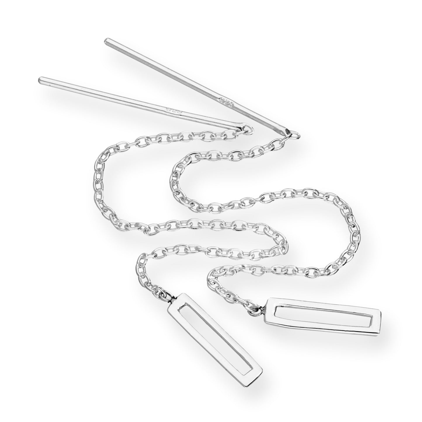 Sterlingsilber Offen Rechteck Durchzieher Ohrringe