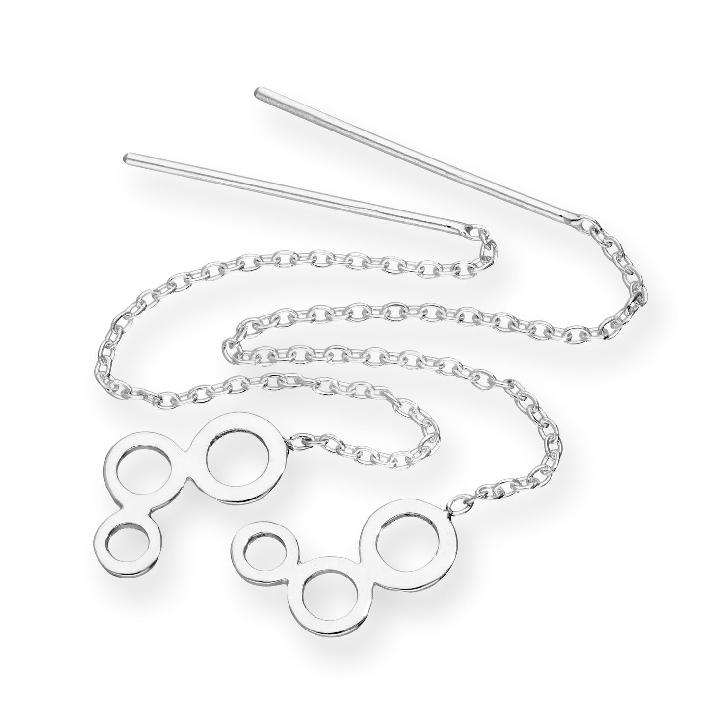 Sterlingsilber Dreifach Kreise Durchzieher Ohrringe
