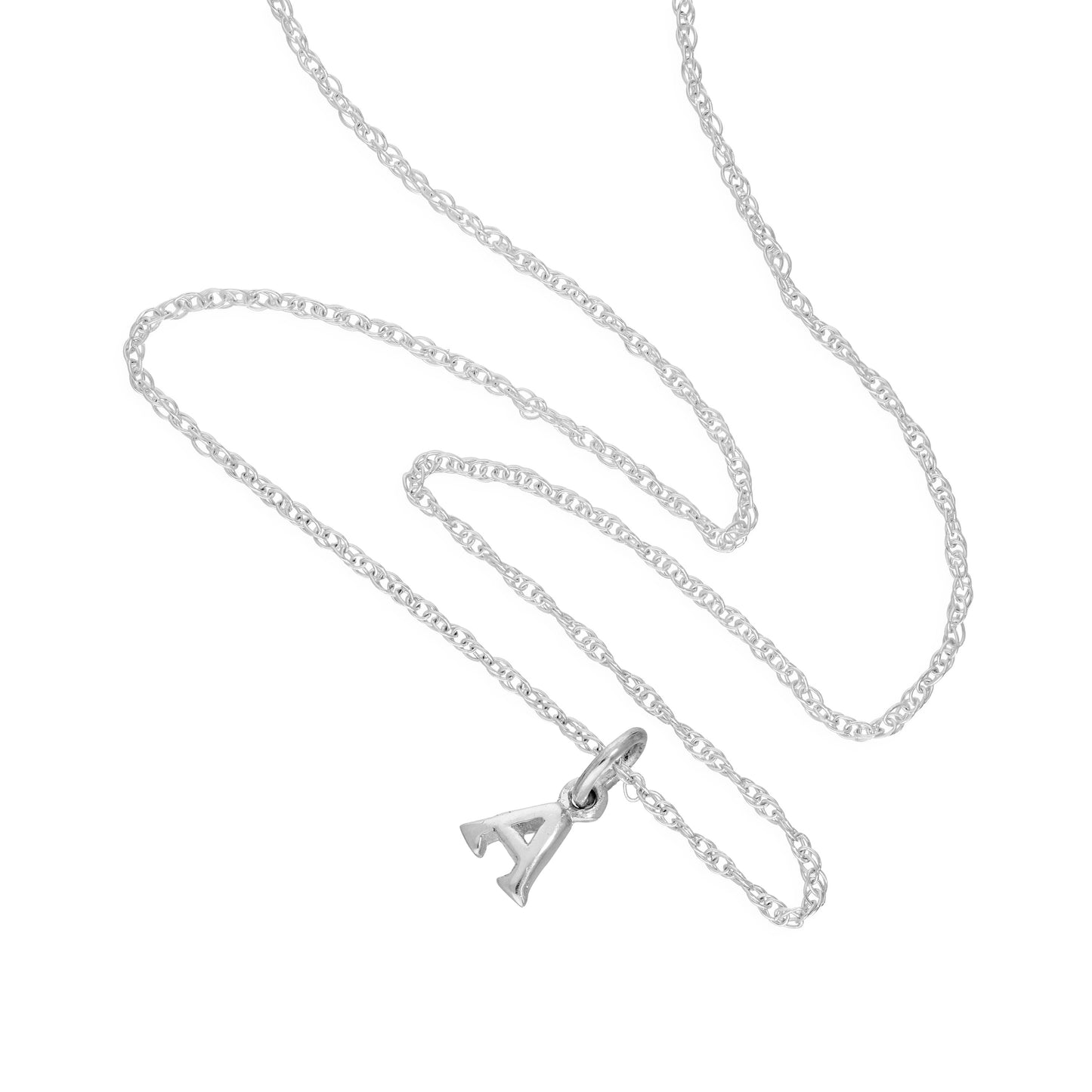 Kleine Halskette aus Sterlingsilber mit Buchstabe A 14–22 Zoll