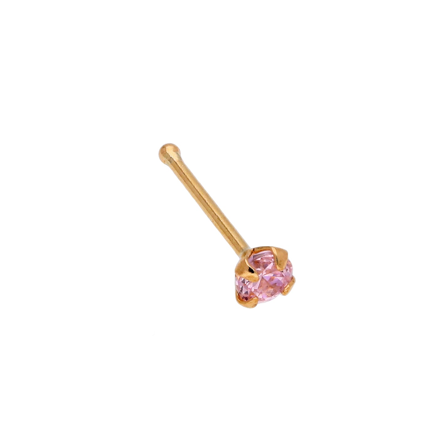 9 Karat Gelbgold rosa Kristall Nasenstecker