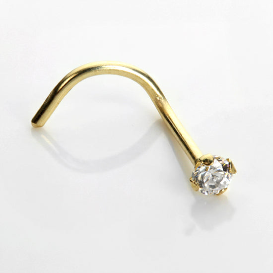 9 Karat Gelbgold Zirkonia Kristall Nasenschraubhaken