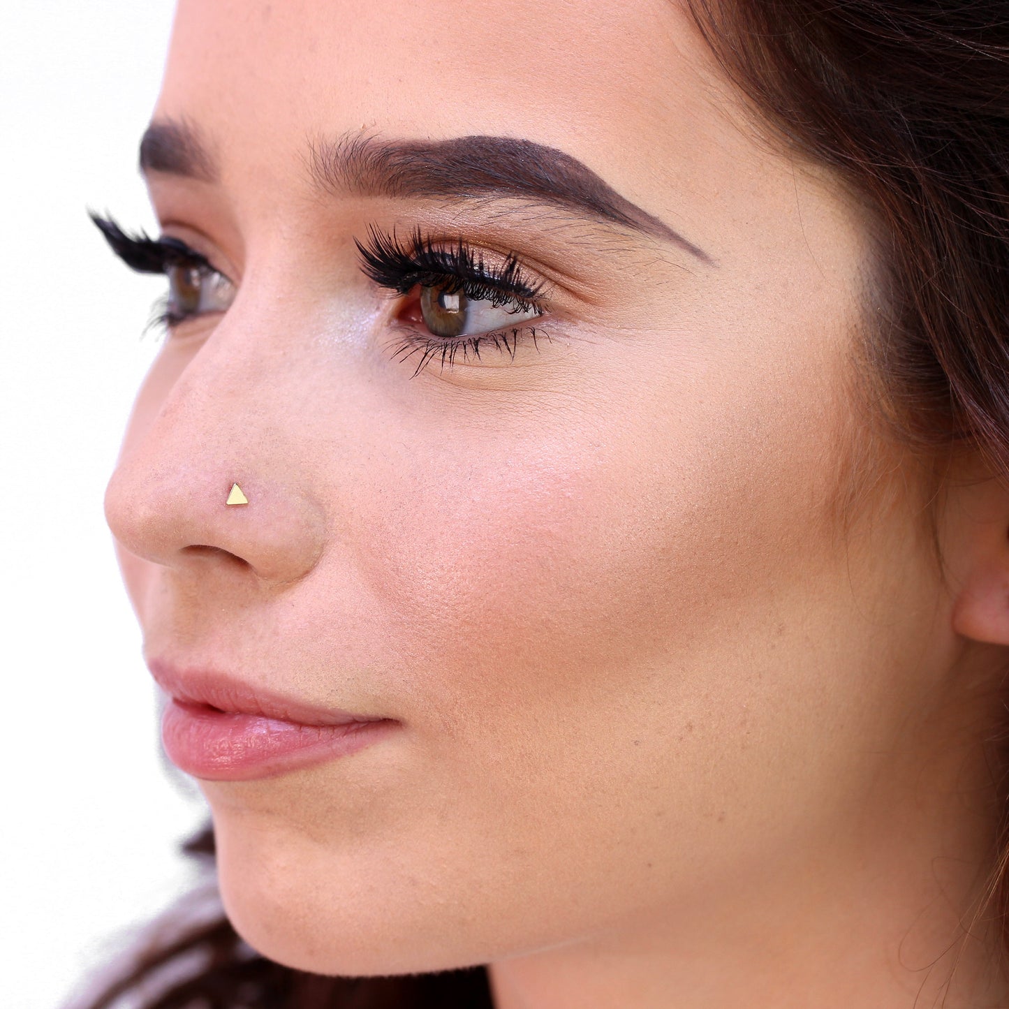 9 Karat Gold 3mm Flach Dreieck Nasenstecker