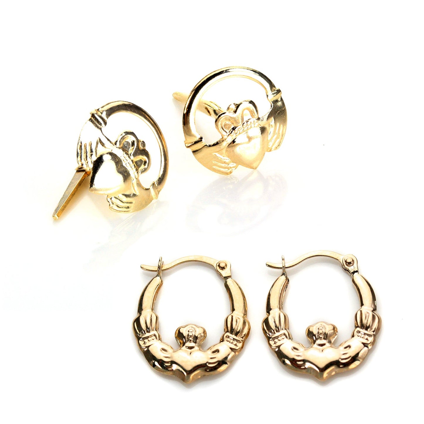 9 Karat Gold Claddagh Ohrringe Satz
