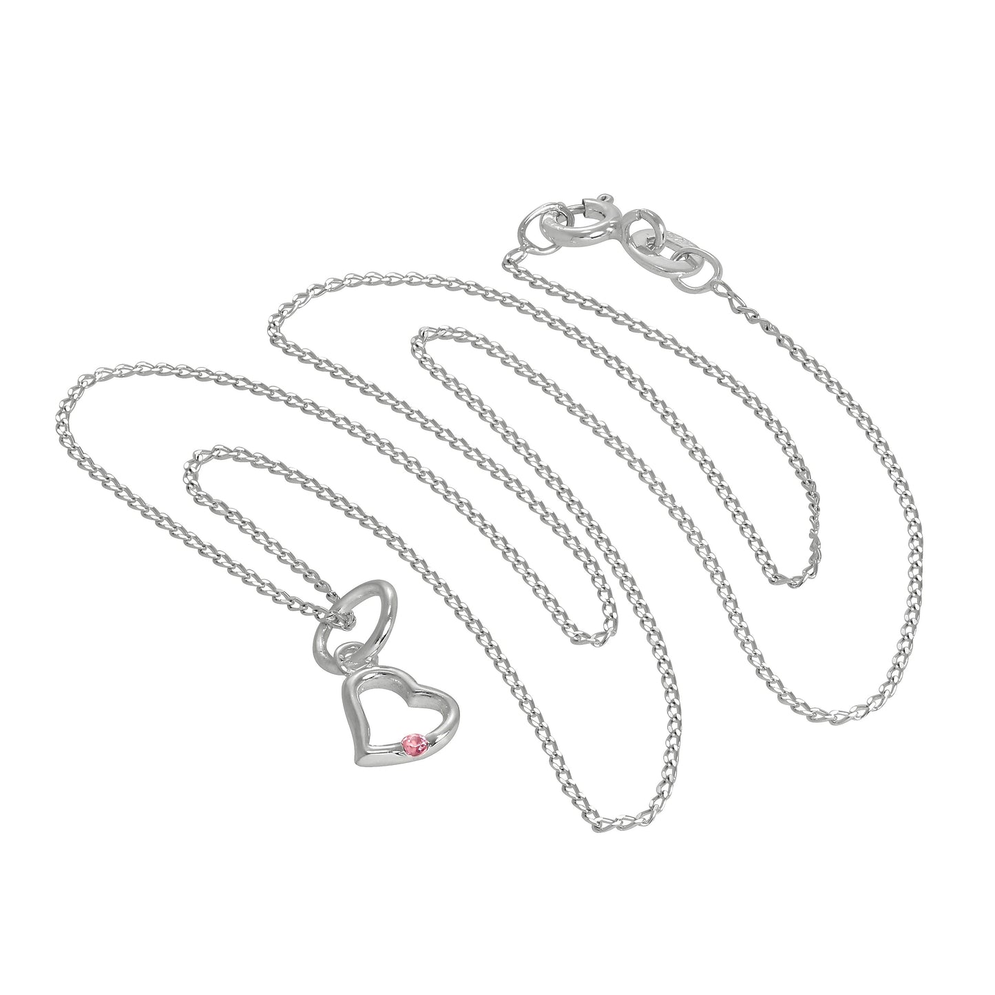 Sterlingsilber & Turmalin CZ Kristall Herz Anhänger Halskette 35,5 - 56cm