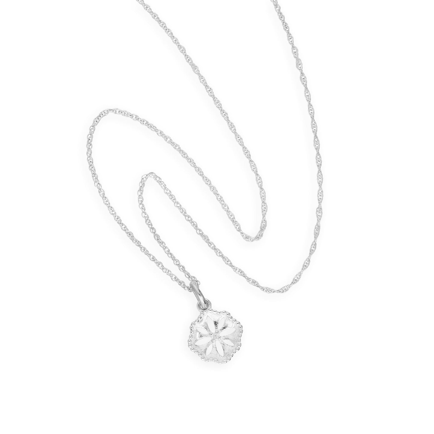 Sterlingsilber Ausgeschnitten Blume Anhänger Halskette 40,5 - 56cm