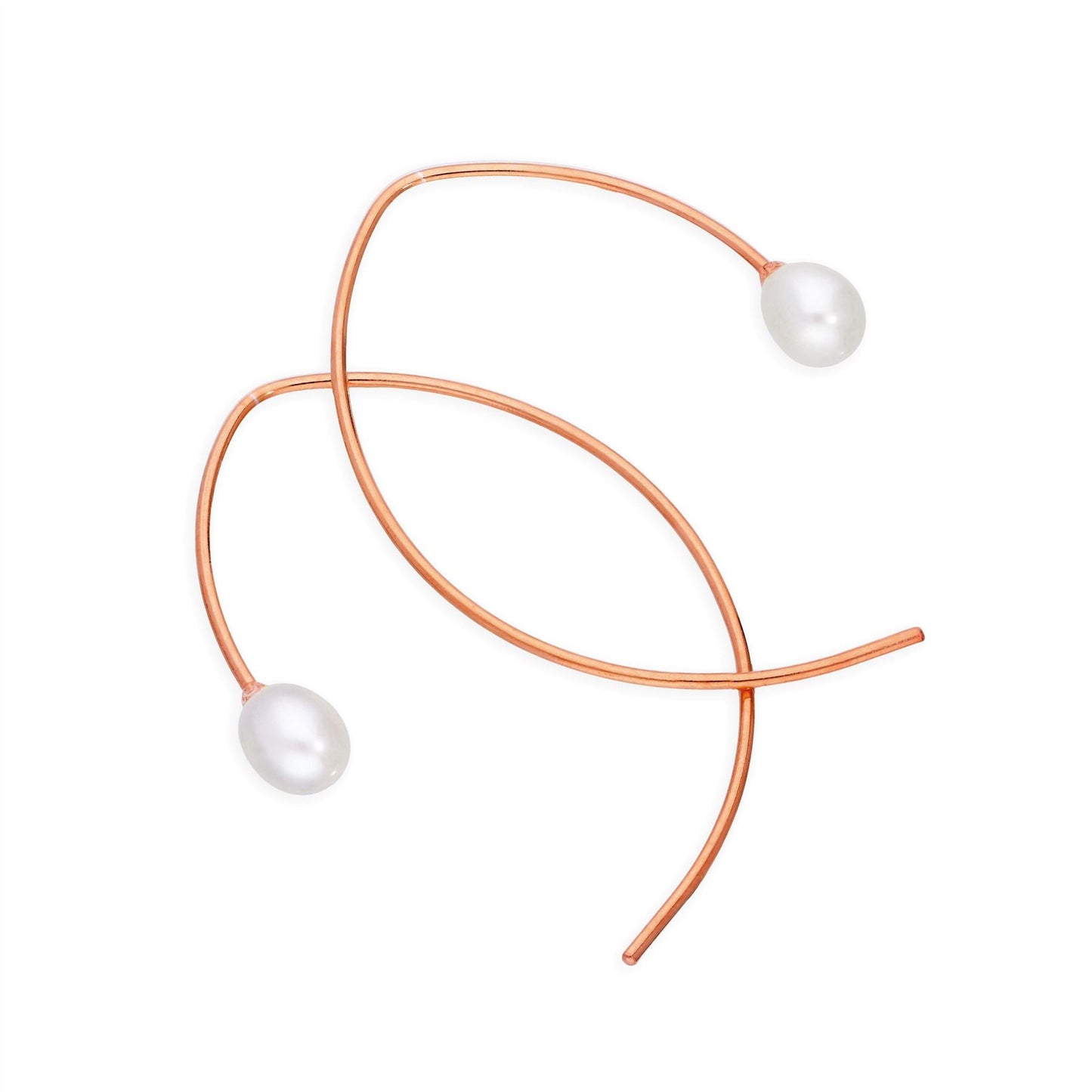 Roségold-beschichtete Ohrringe aus Sterlingsilber mit Perlen und gebogenem Verschluss