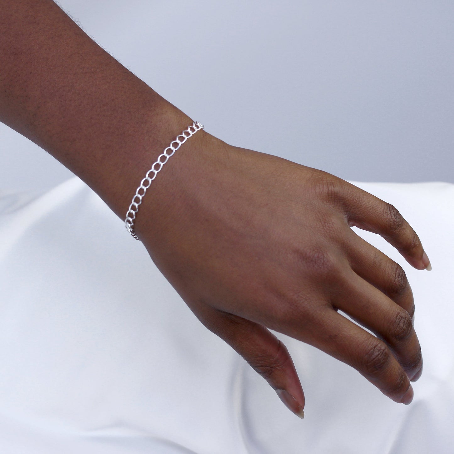 Sterling Silber Light Curb Chain Charm-Armband