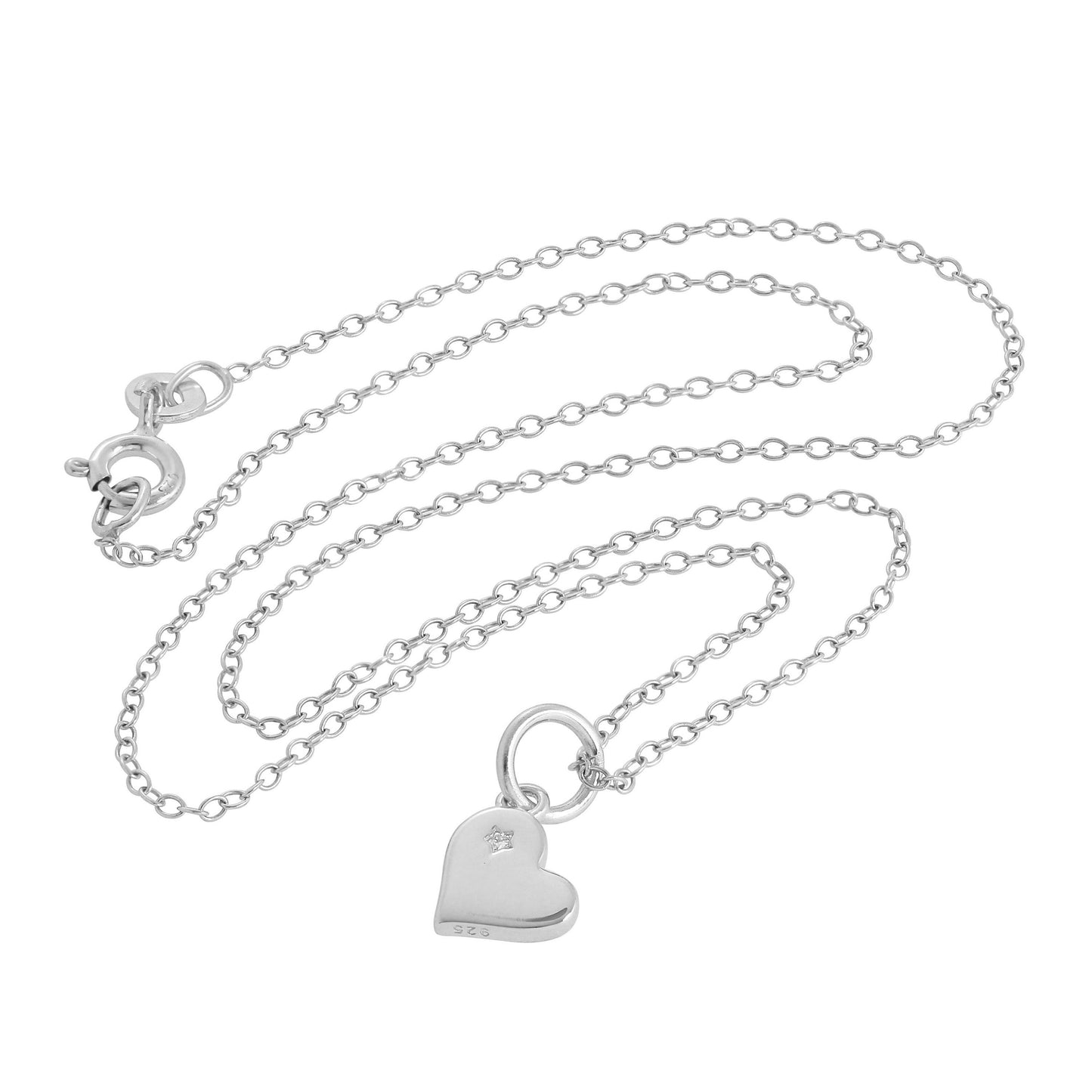 Sterlingsilber & Echt Diamant Herz Halskette