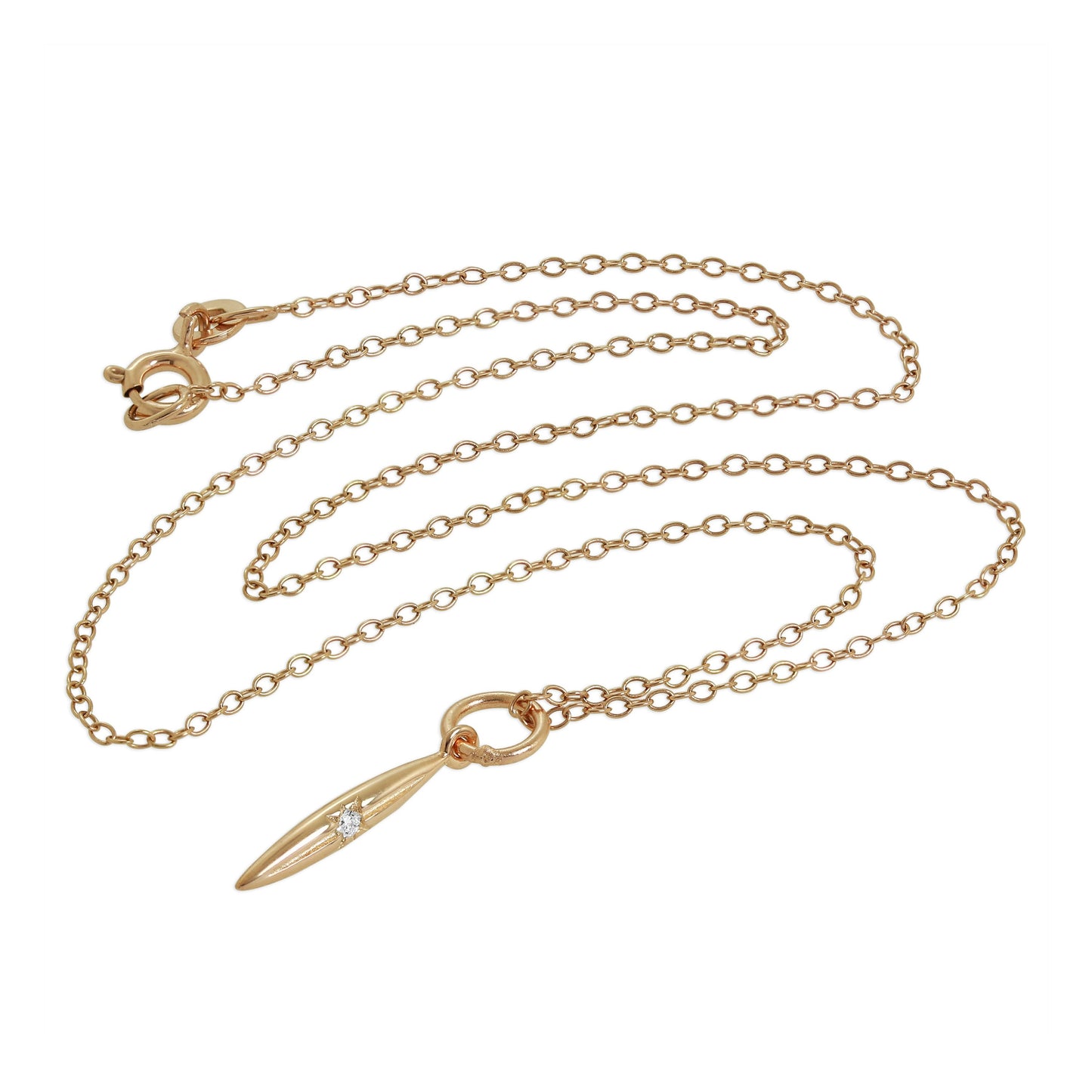 Halskette aus roségoldplattiertem Sterlingsilber mit echtem Diamant in Spike-Form