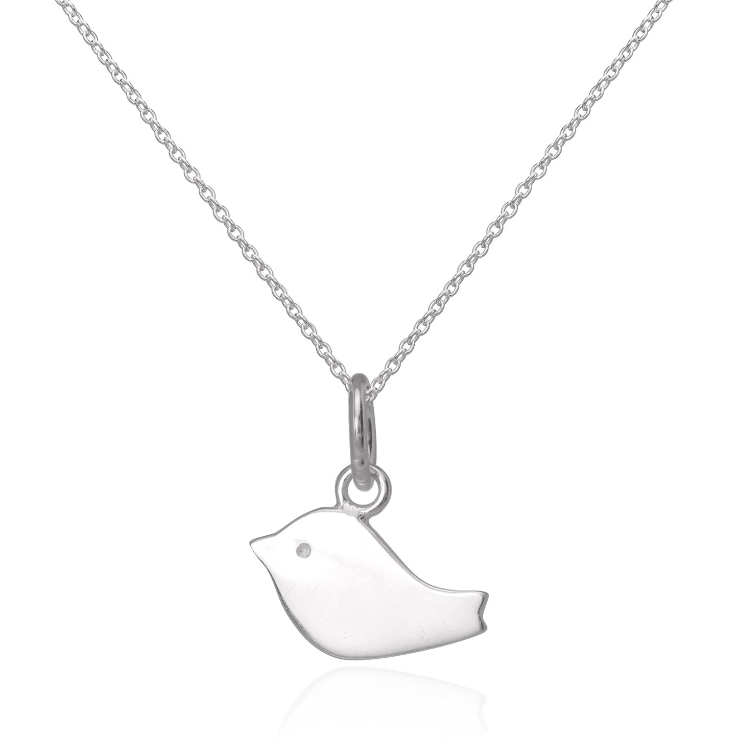 Einfache flache Halskette mit Vogelmotiv aus Sterlingsilber, 16–22 Zoll
