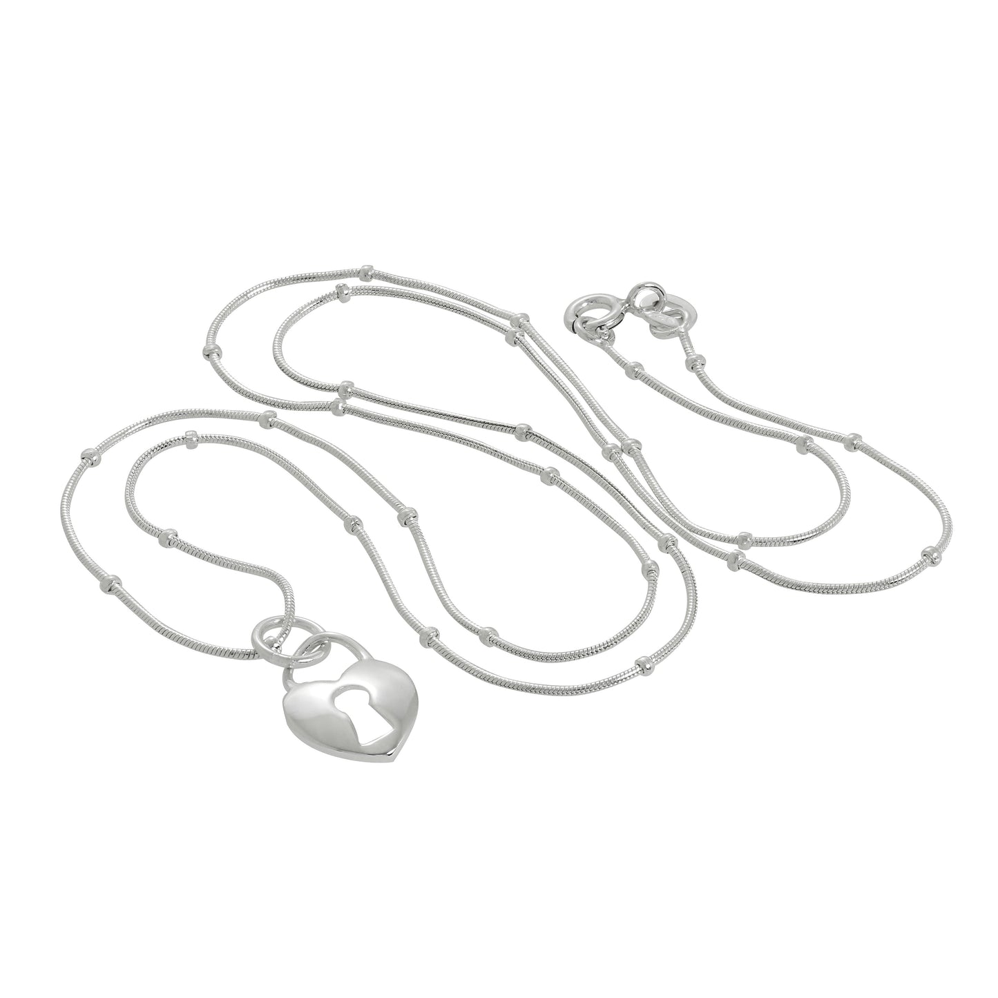 Sterlingsilber Herz Vorhängeschloss Anhänger Halskette 40,5 - 56cm