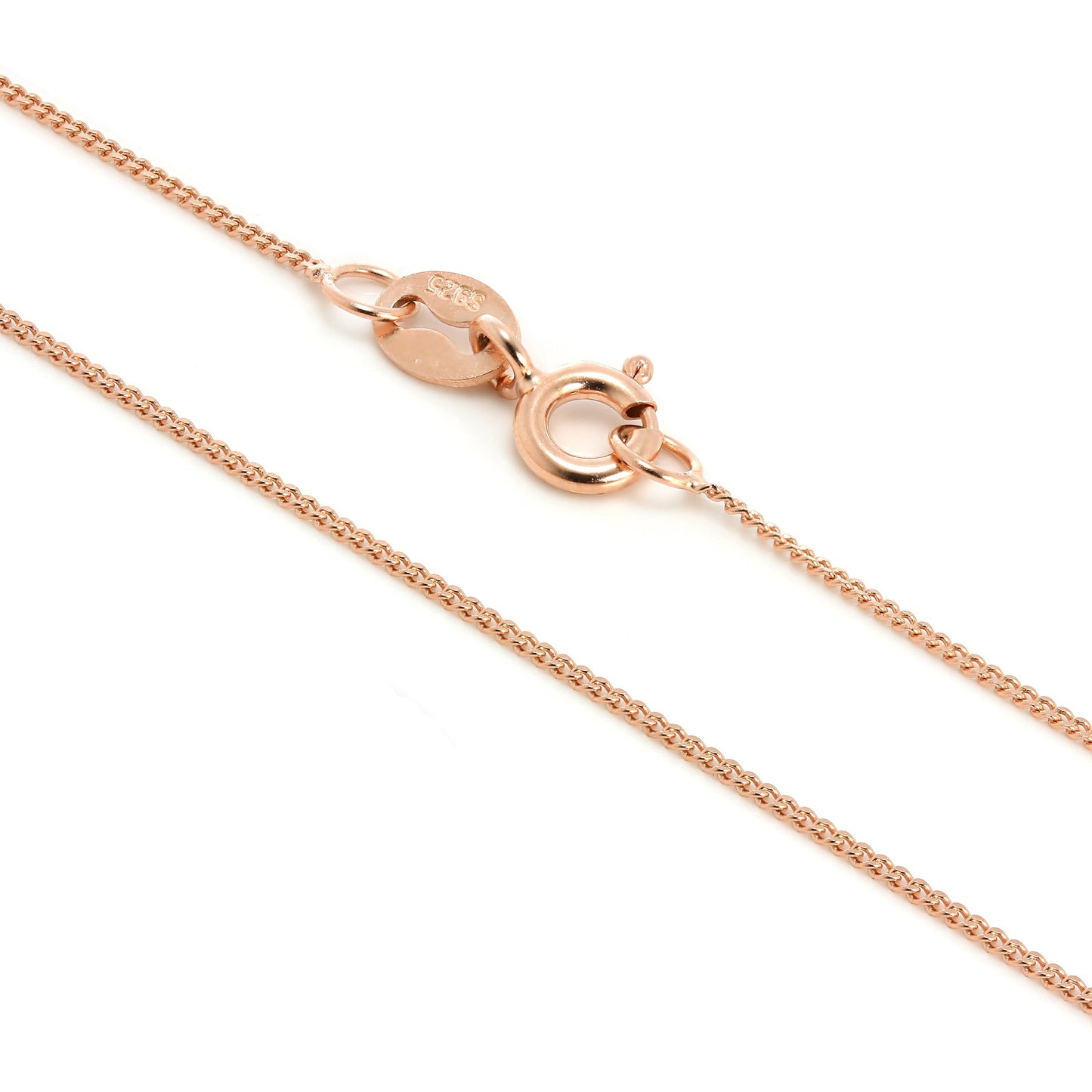 Roségold plattierte Sterling Silber feine Diamantschliff-Panzerkette 14 - 32 Zoll