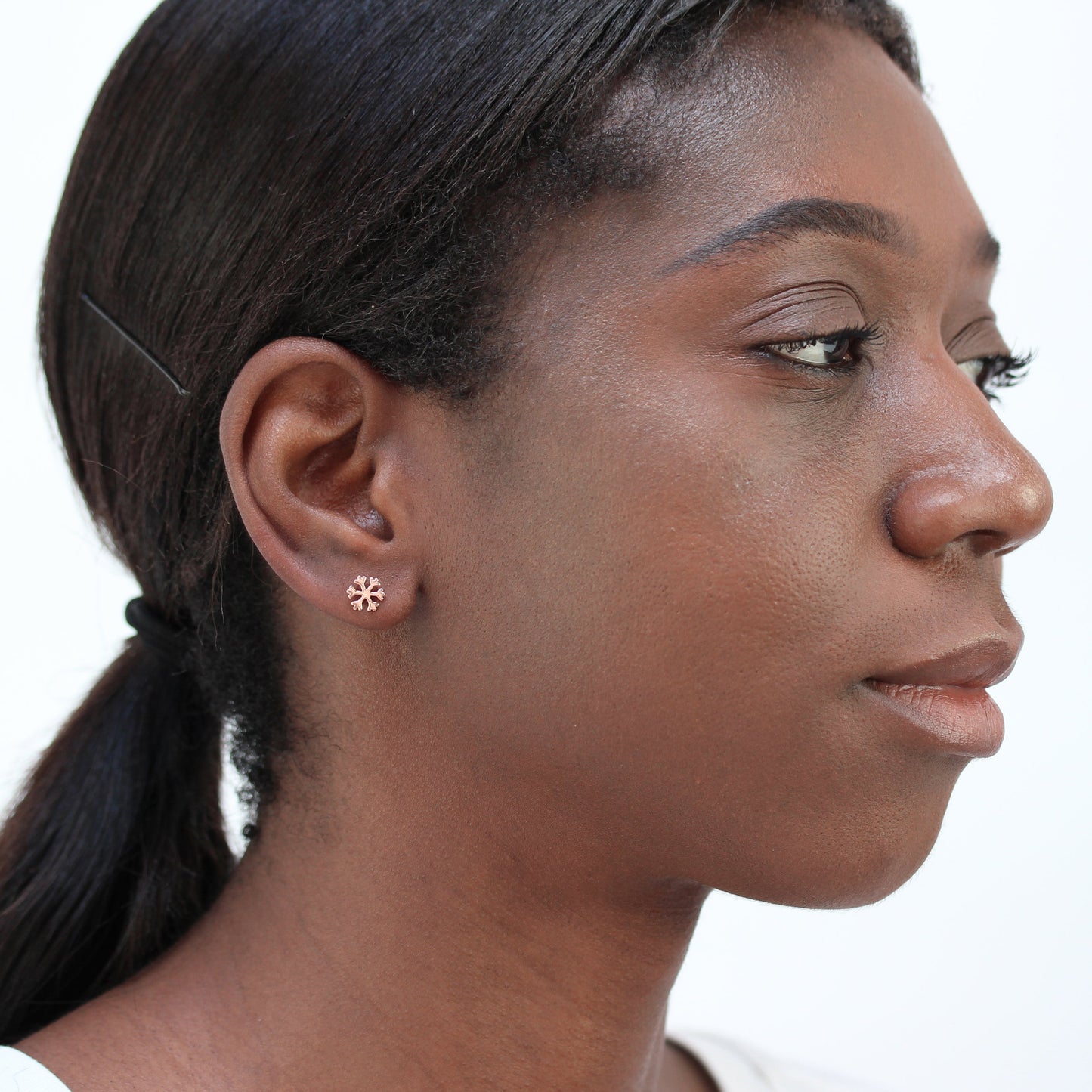 Rosévergoldet Sterlingsilber Schneeflocke Ohrstecker